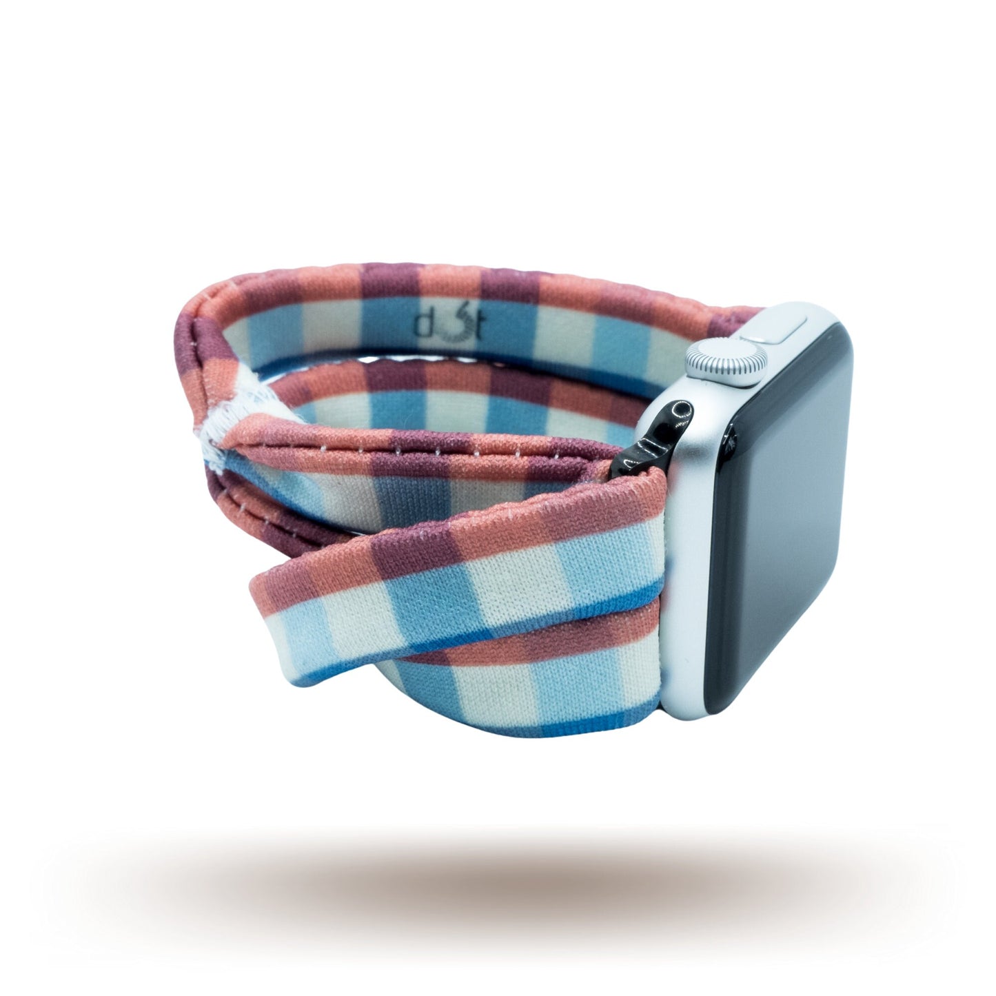 Red, white, and blue gingham check stretchy fabric Apple Watch band | Yoga Bands®