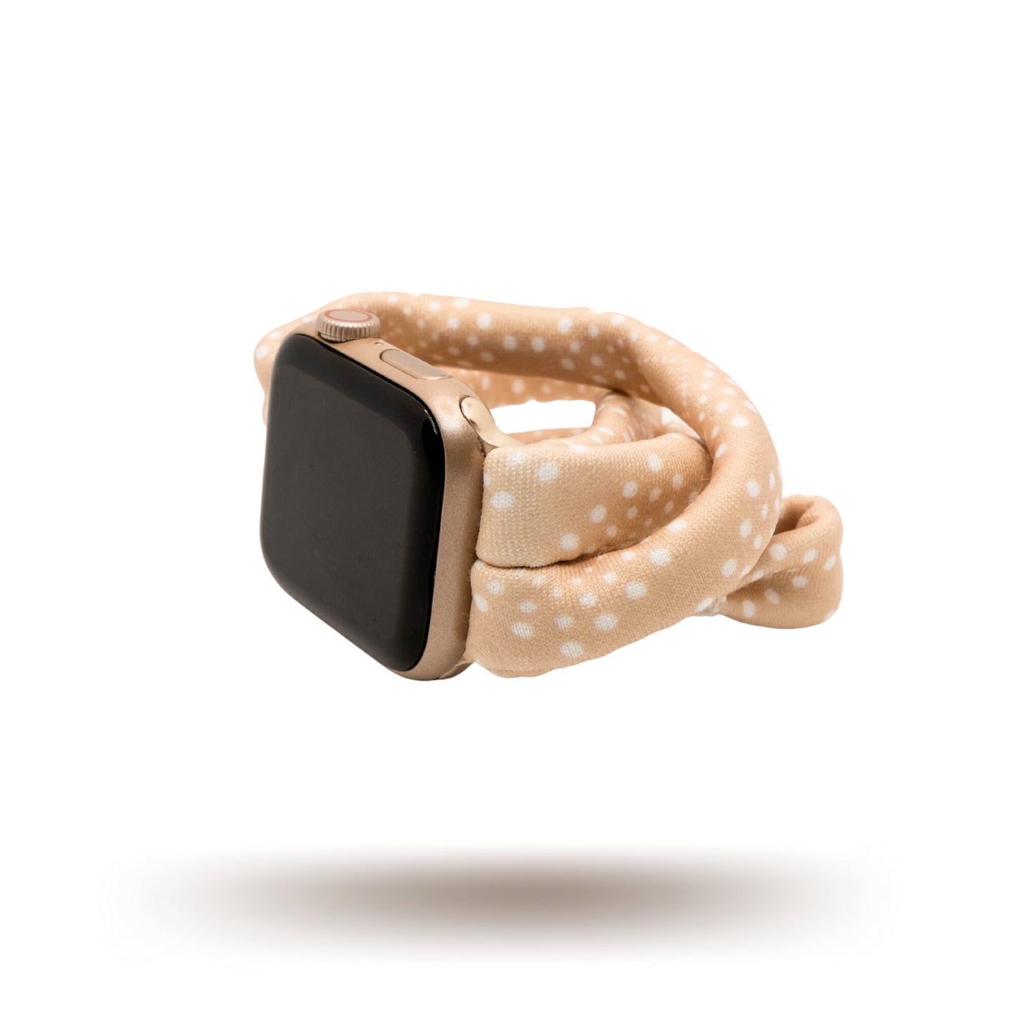 Blush Southwest Dots Yoga Band® featuring a light pink and white dotted southwestern pattern. A breathable, stretchy watch strap with a patent-pending design compatible with Apple Watch, Fitbit, and Samsung Galaxy models.