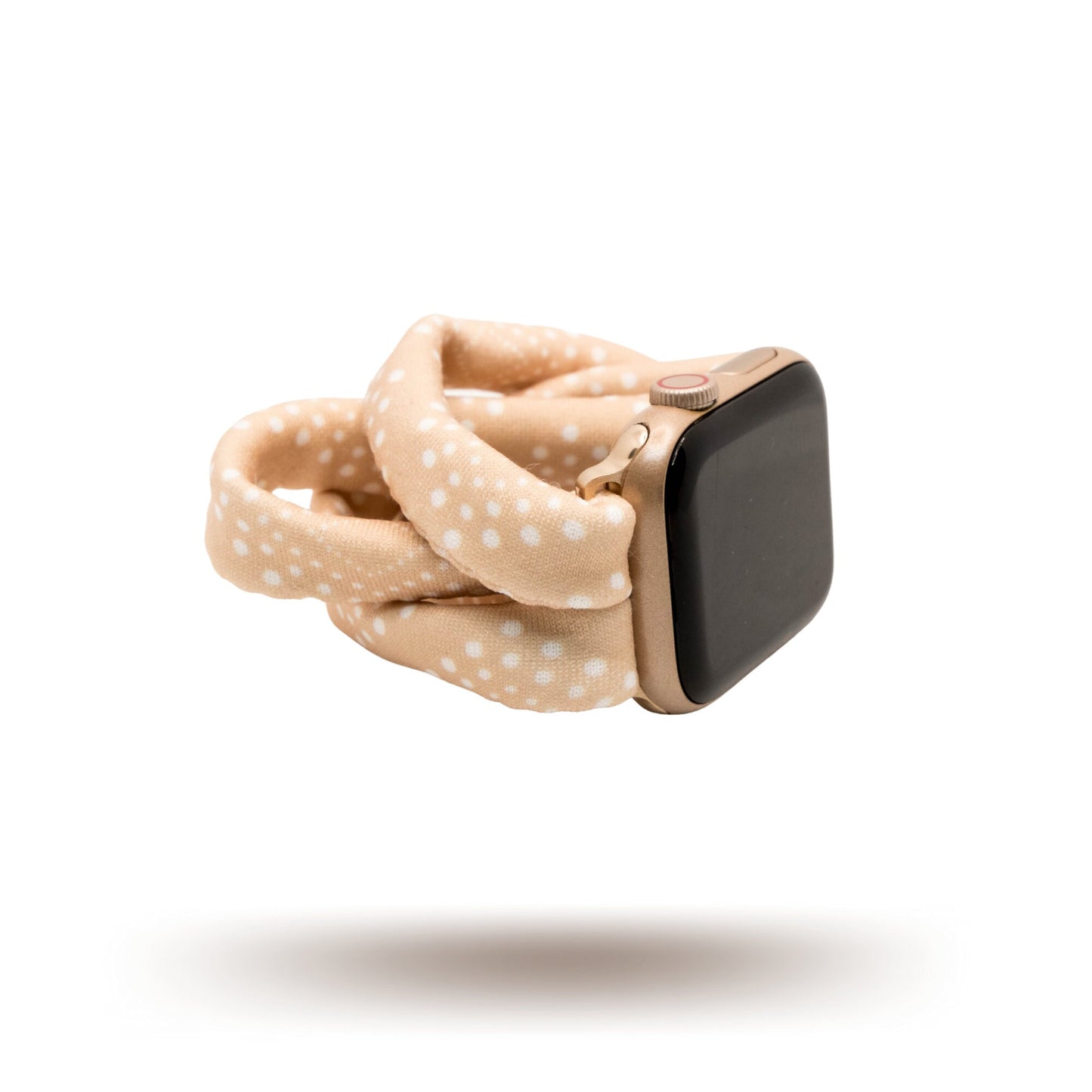 Blush Southwest Dots Yoga Band® featuring a light pink and white dotted southwestern pattern. A breathable, stretchy watch strap with a patent-pending design compatible with Apple Watch, Fitbit, and Samsung Galaxy models.