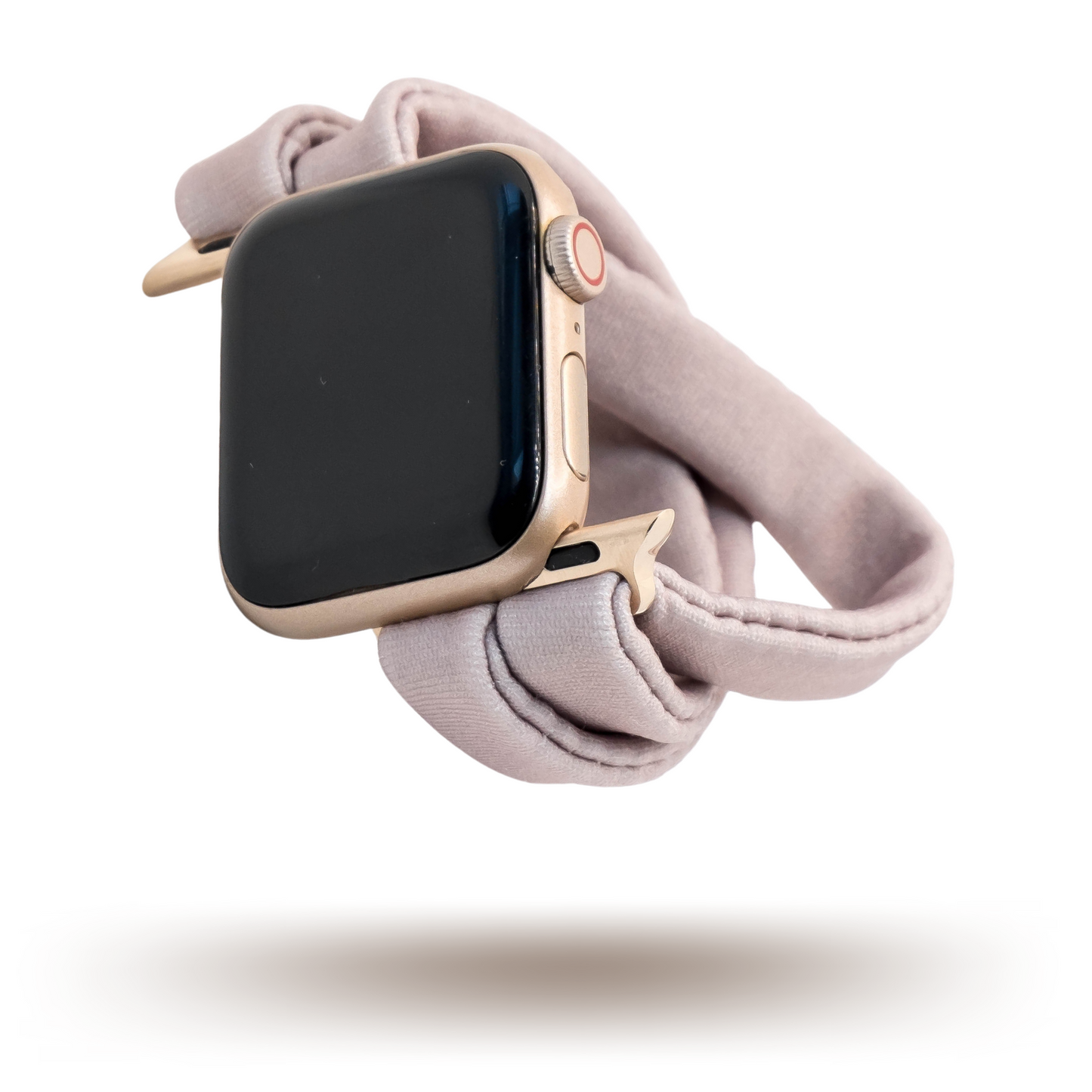 Dusty Purple Yoga Band® in a muted, faded purple knit fabric. A breathable, stretchy watch strap with a patent-pending design compatible with Apple Watch, Fitbit, and Samsung Galaxy models.