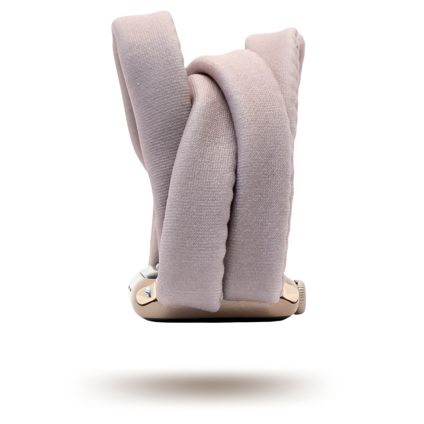 Dusty Purple Yoga Band® in a muted, faded purple knit fabric. A breathable, stretchy watch strap with a patent-pending design compatible with Apple Watch, Fitbit, and Samsung Galaxy models.