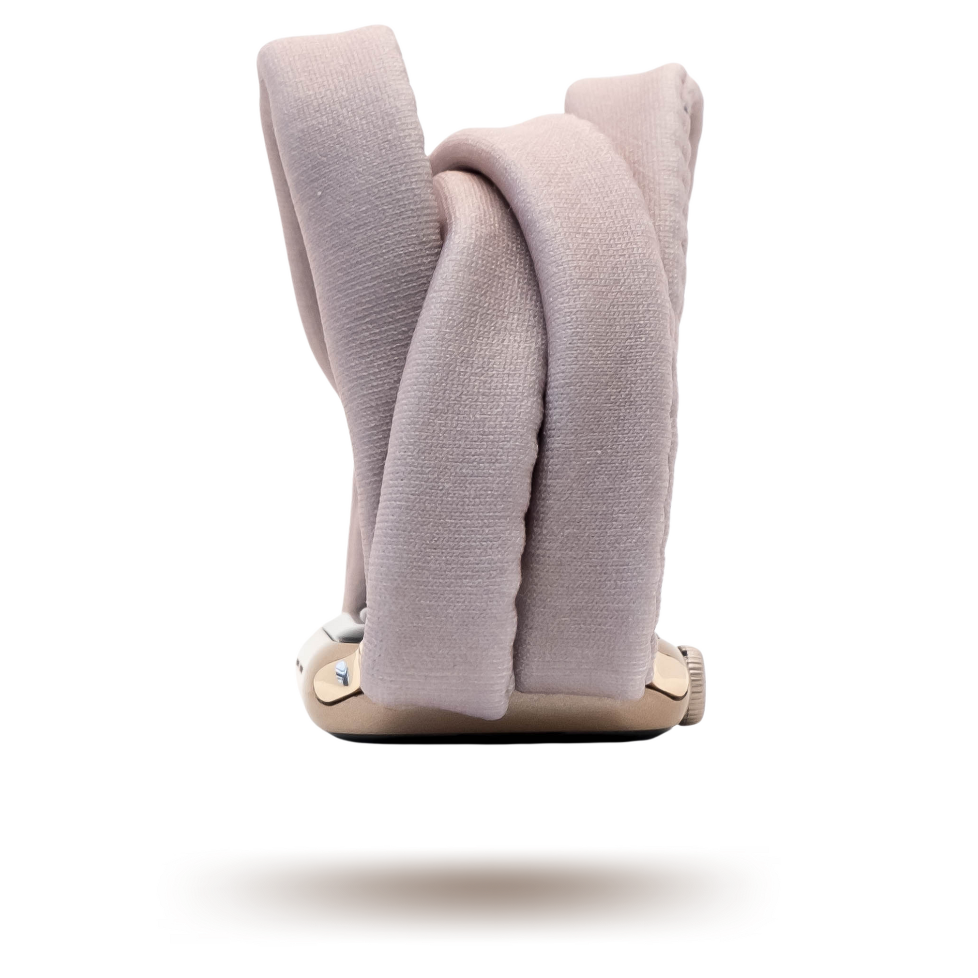 Dusty Purple Yoga Band® in a muted, faded purple knit fabric. A breathable, stretchy watch strap with a patent-pending design compatible with Apple Watch, Fitbit, and Samsung Galaxy models.